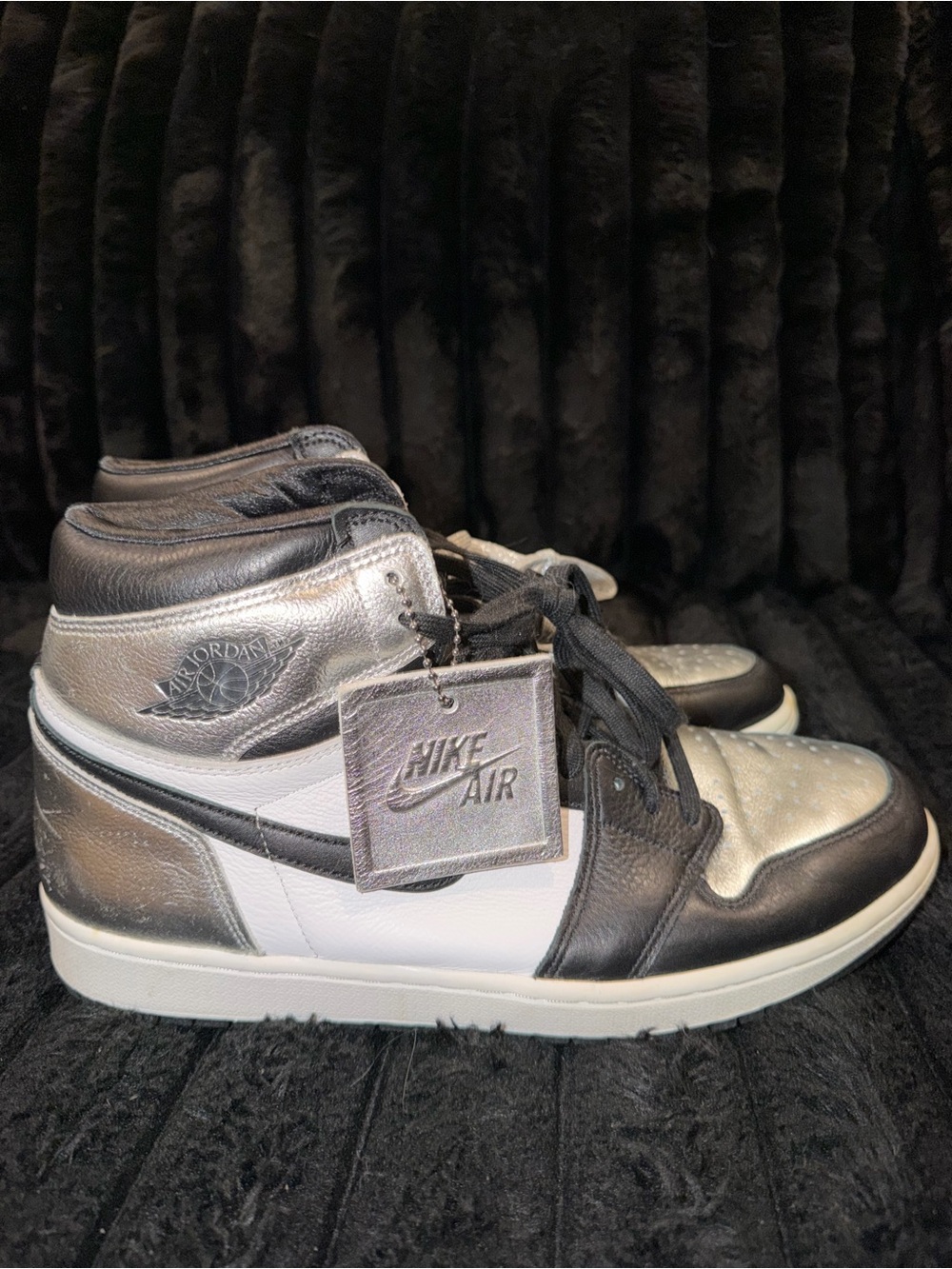 Nike Air Jordan 1 Retro High Women’s 12- White, Black & Metallic Silver